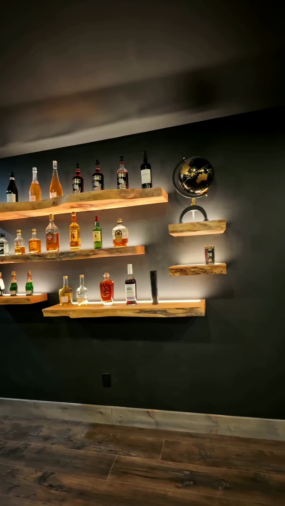 The finished whisky lounge shelf wall